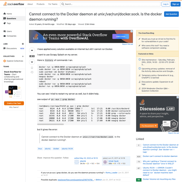 Stack Overflow screenshot before extension is applied